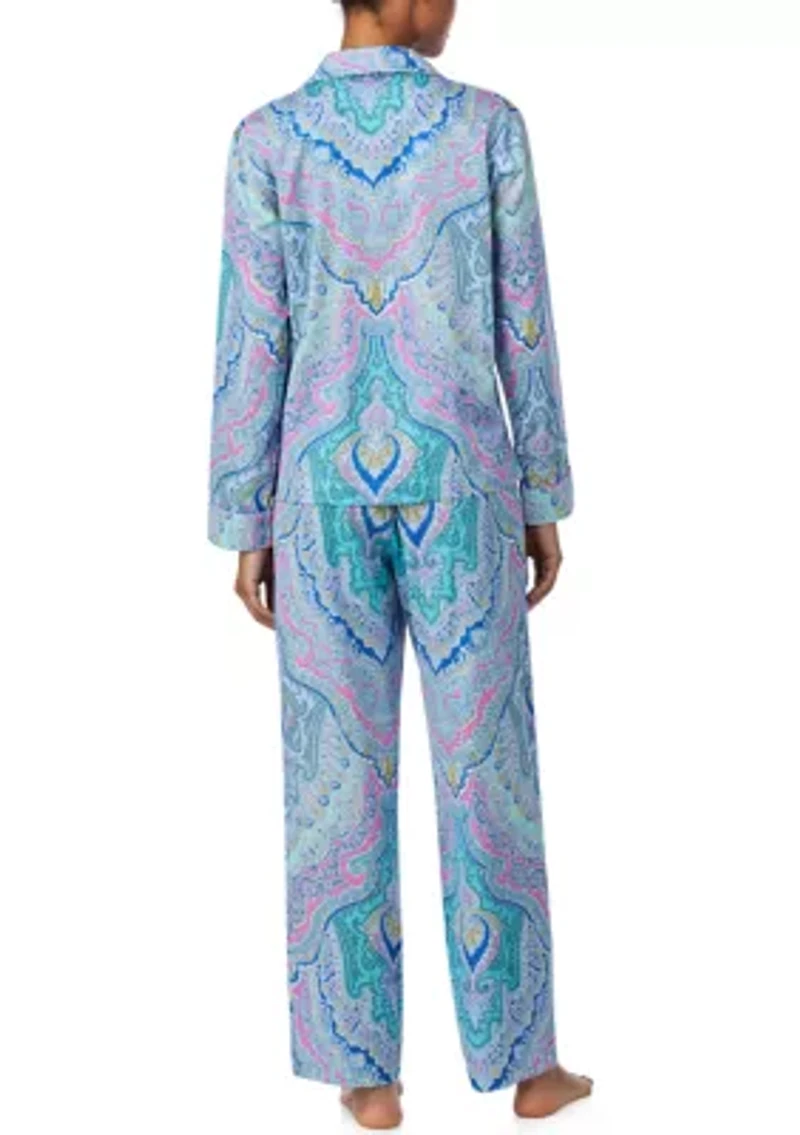 Long Sleeve Notch Collar Pant Pajama Set