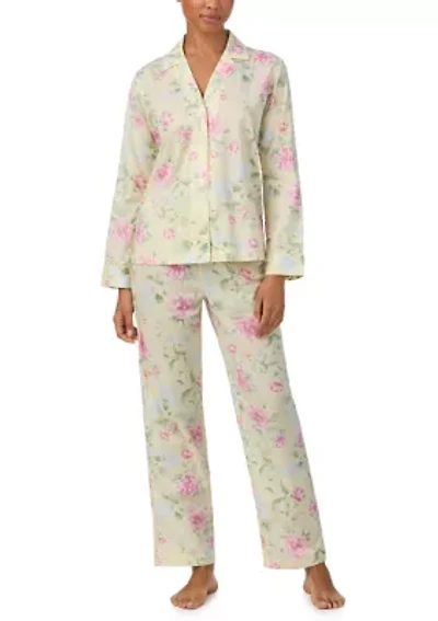 Long Sleeve Notch Collar Pant Pajama Set