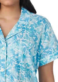 Plus Short Sleeve Notch Collar Ankle Pant Pajama Set
