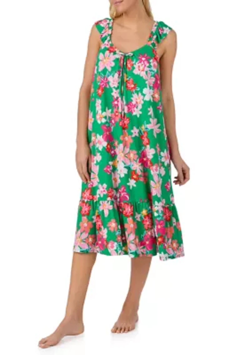 Women's Sleeveless Flutter Midi Dress
