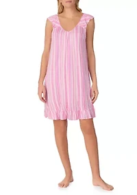 Women's Short Flutter Sleeve Chemise Nightgown