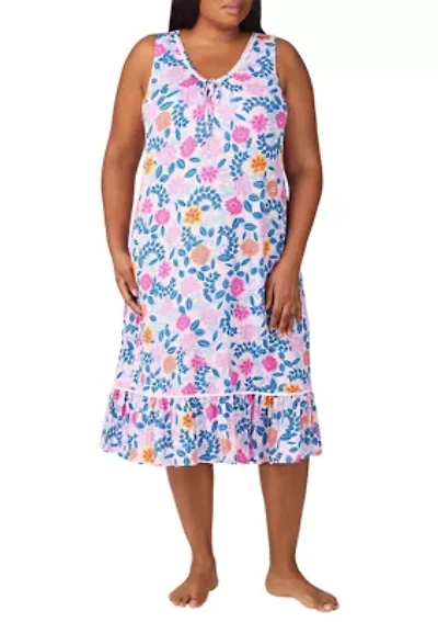 Plus Sleeveless Printed Sleep Gown