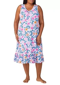 Plus Sleeveless Printed Sleep Gown