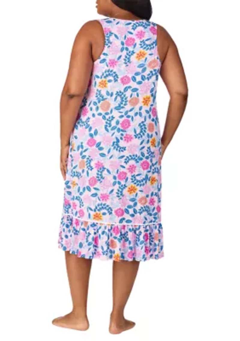 Plus Sleeveless Printed Sleep Gown