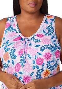 Plus Sleeveless Printed Sleep Gown