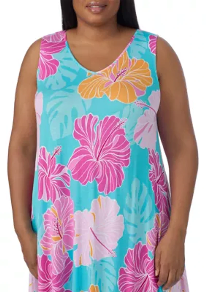 Plus Sleeveless Midi Nightgown