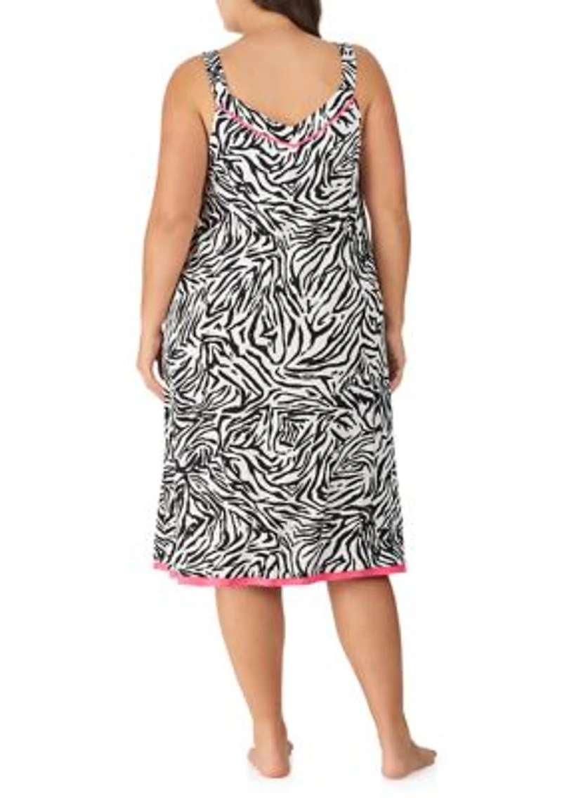 Plus Printed Midi Nightgown