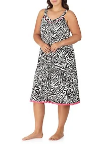 Plus Printed Midi Nightgown