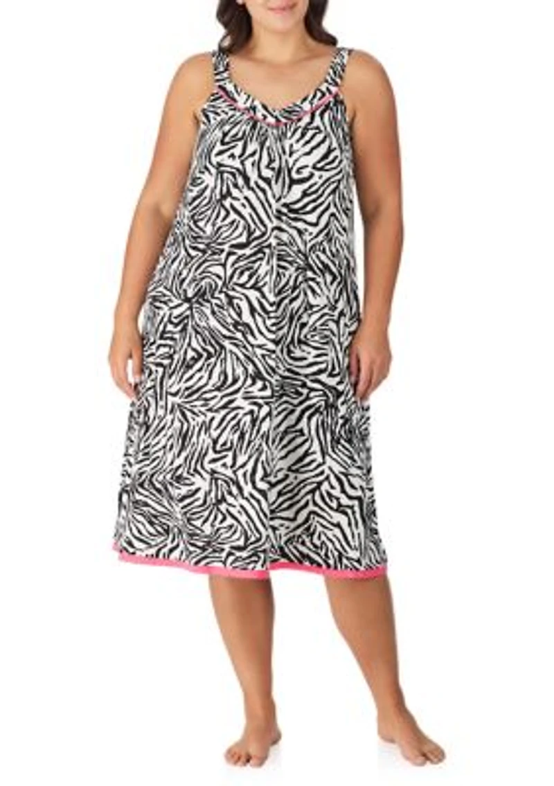 Plus Printed Midi Nightgown