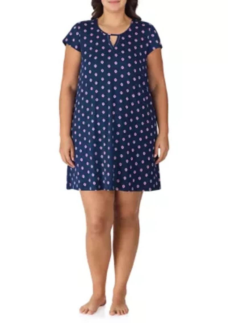 Plus Short Sleeve Printed Chemise