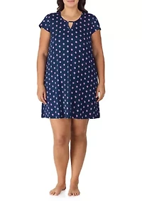 Plus Short Sleeve Printed Chemise