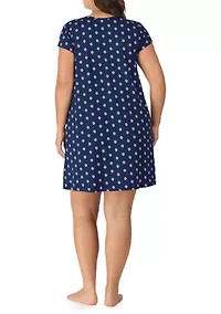Plus Short Sleeve Printed Chemise