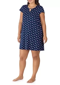 Plus Short Sleeve Printed Chemise