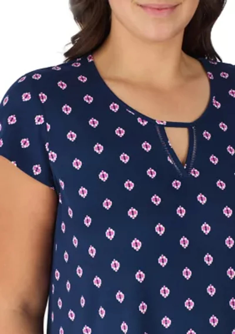 Plus Short Sleeve Printed Chemise