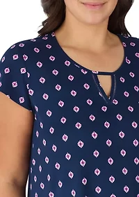 Plus Short Sleeve Printed Chemise