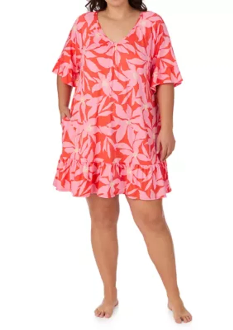 Women's 3/4 Sleeve Short Tunic Nightgown
