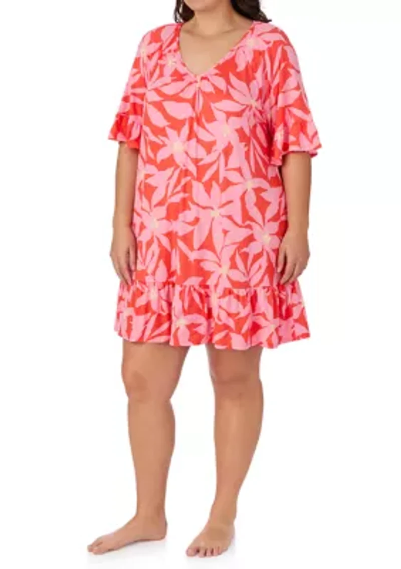 Women's 3/4 Sleeve Short Tunic Nightgown