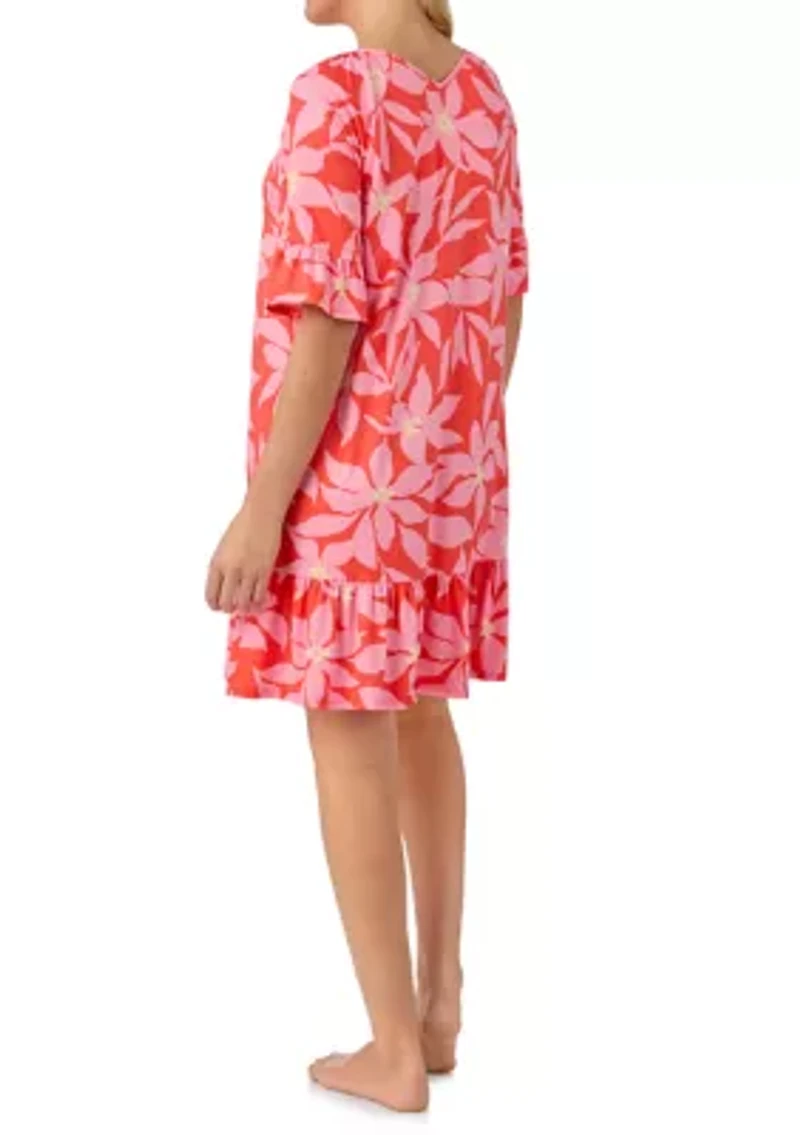 Women's 3/4 Sleeve Short Tunic Nightgown