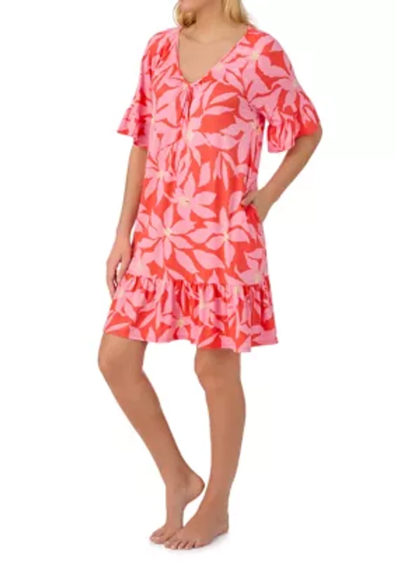 Women's 3/4 Sleeve Short Tunic Nightgown