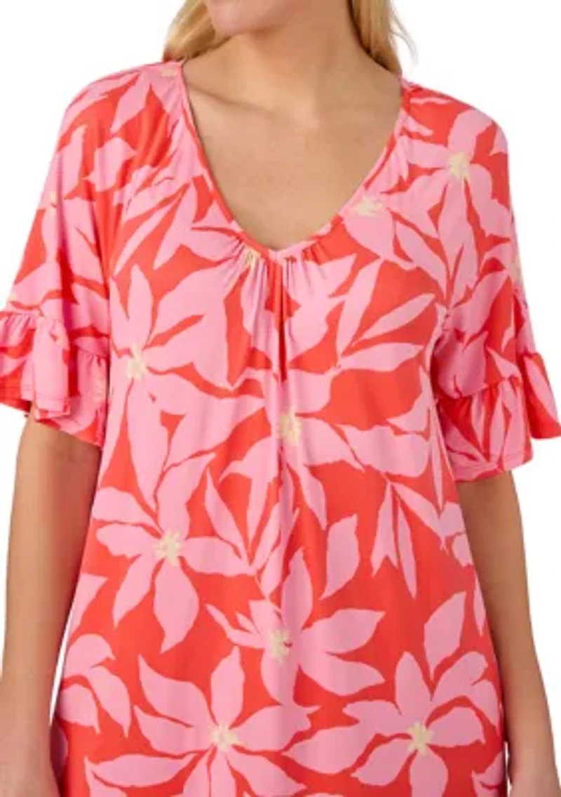 Women's 3/4 Sleeve Short Tunic Nightgown