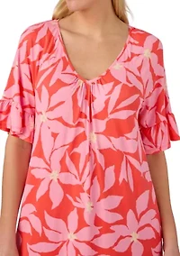 Women's 3/4 Sleeve Short Tunic Nightgown