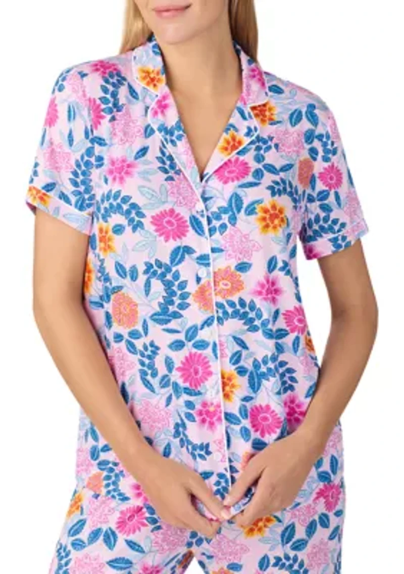 Women's Short Sleeve Notch Collar Pajama Set