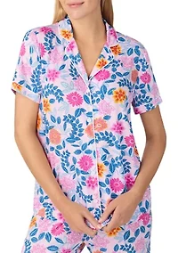 Women's Short Sleeve Notch Collar Pajama Set