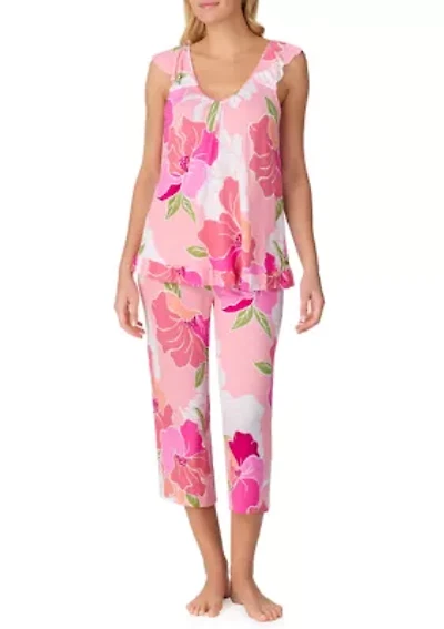 Women's Short Sleeve Top and Cropped Pants Set