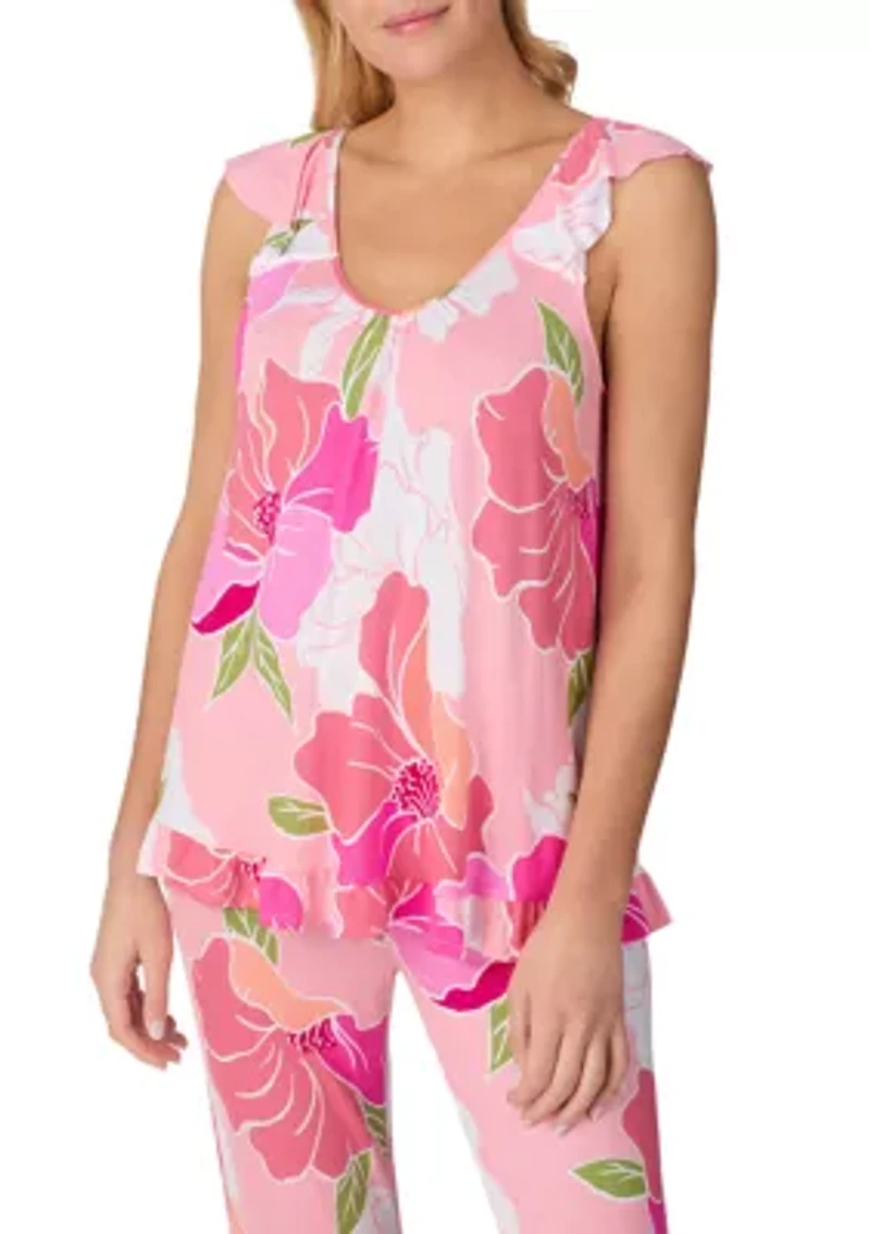 Women's Short Sleeve Top and Cropped Pants Set