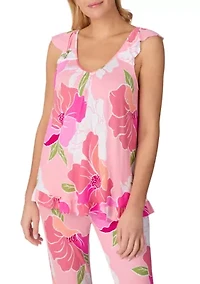 Women's Short Sleeve Top and Cropped Pants Set