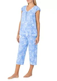 Women's Short Sleeve Cropped Pajama Set
