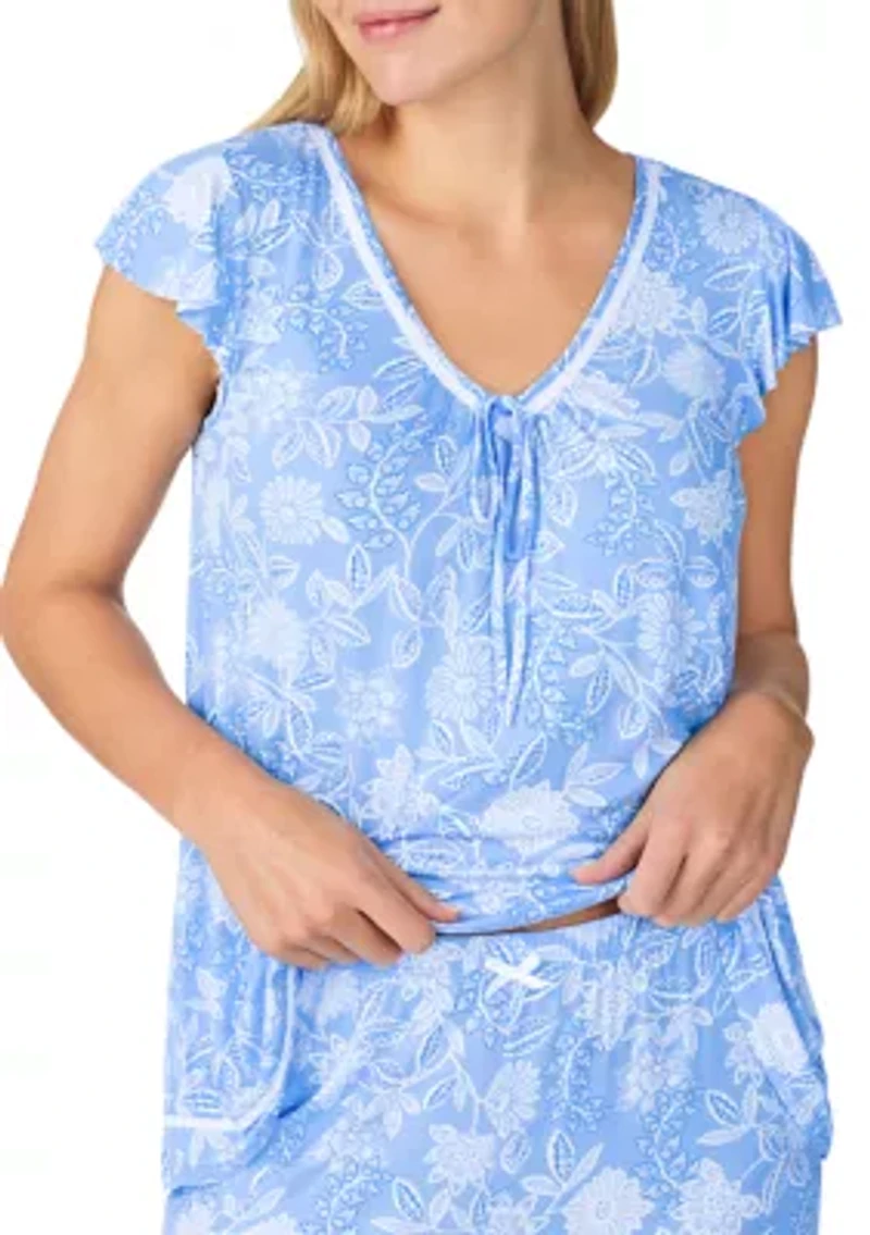 Women's Short Sleeve Cropped Pajama Set