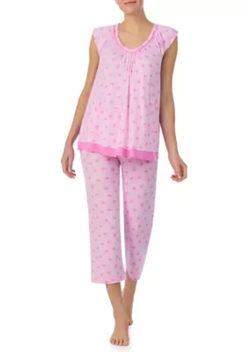 Cropped Printed Pajama Set