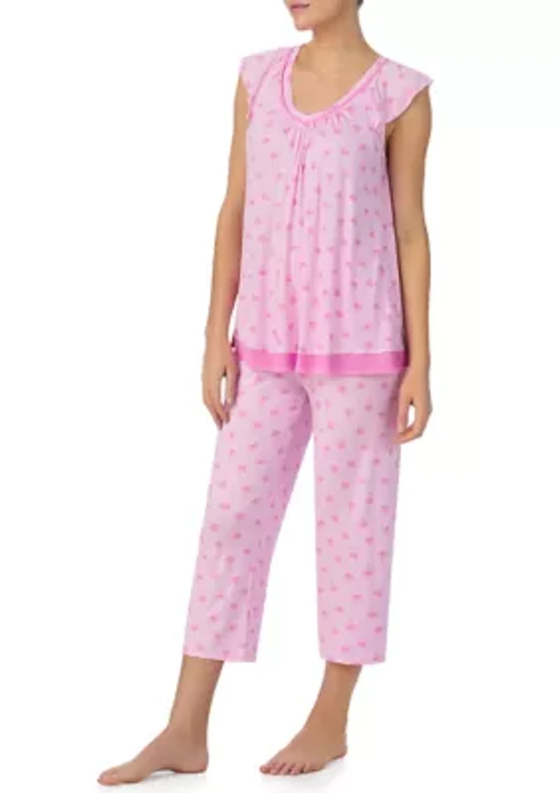 Cropped Printed Pajama Set