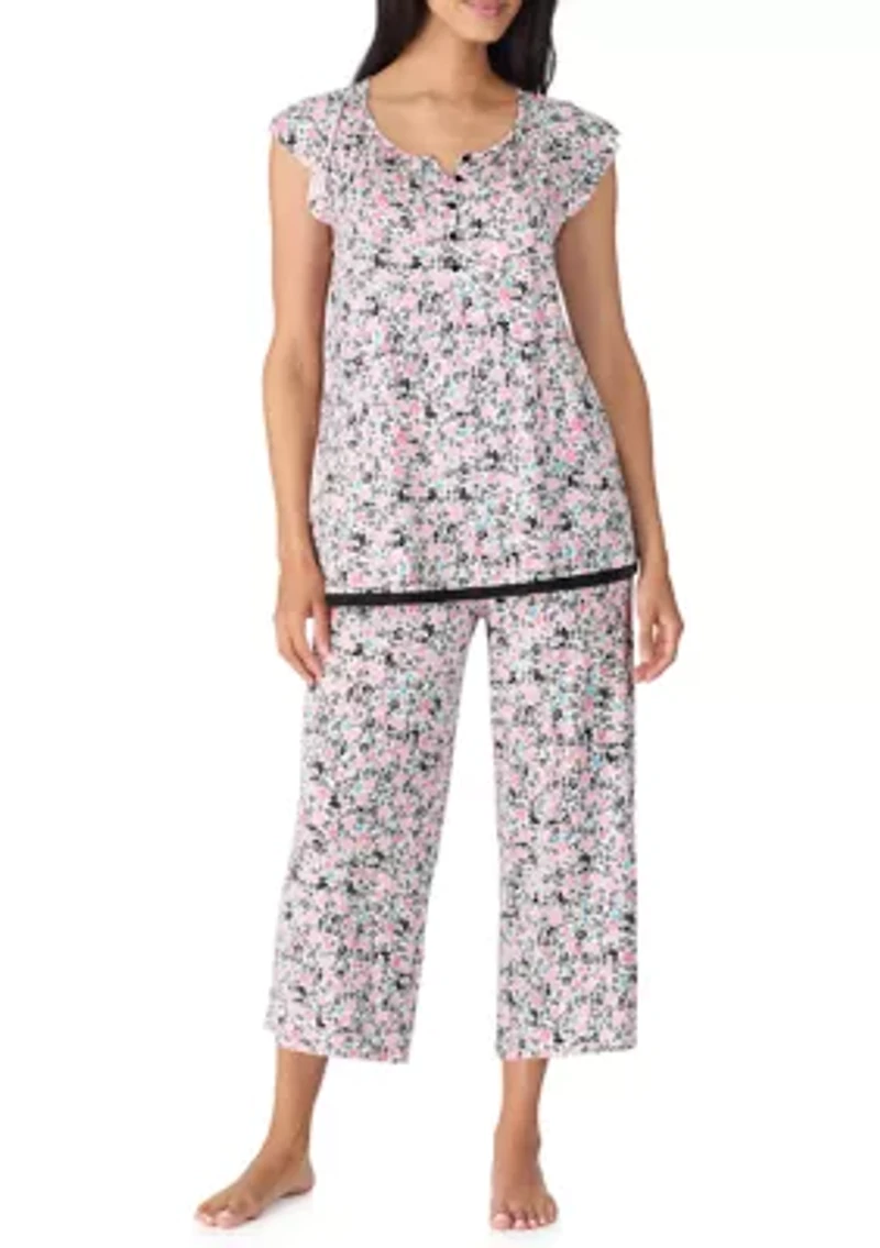 Printed Flutter Sleeve Top and Pajama Pants Set