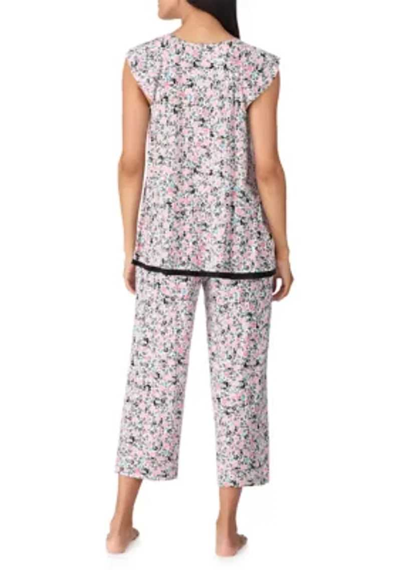 Printed Flutter Sleeve Top and Pajama Pants Set