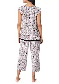 Printed Flutter Sleeve Top and Pajama Pants Set