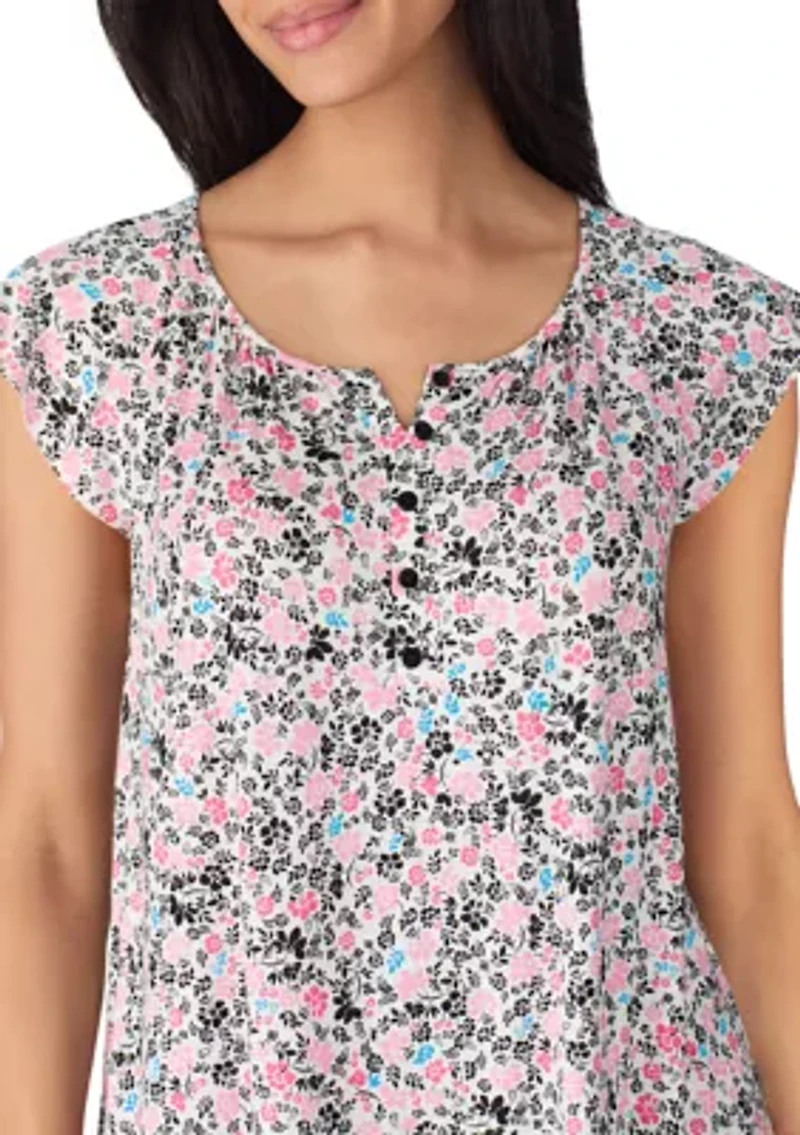 Printed Flutter Sleeve Top and Pajama Pants Set