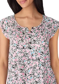 Printed Flutter Sleeve Top and Pajama Pants Set