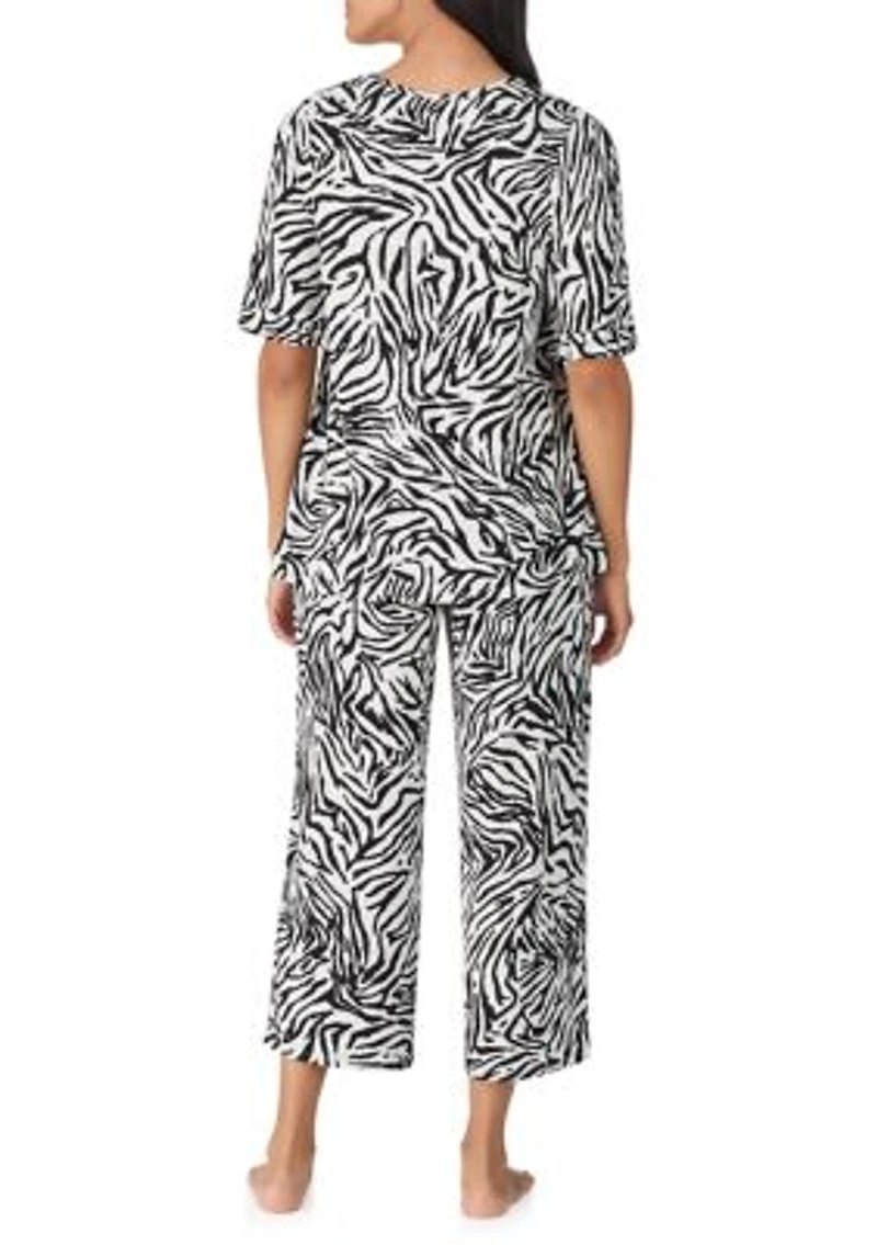 Elbow Cropped Printed Pajama Set