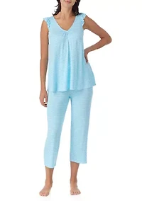 Women's Short Sleeve Top and Cropped Pants Set