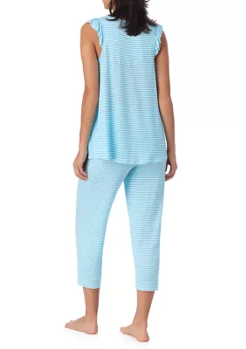 Women's Short Sleeve Top and Cropped Pants Set