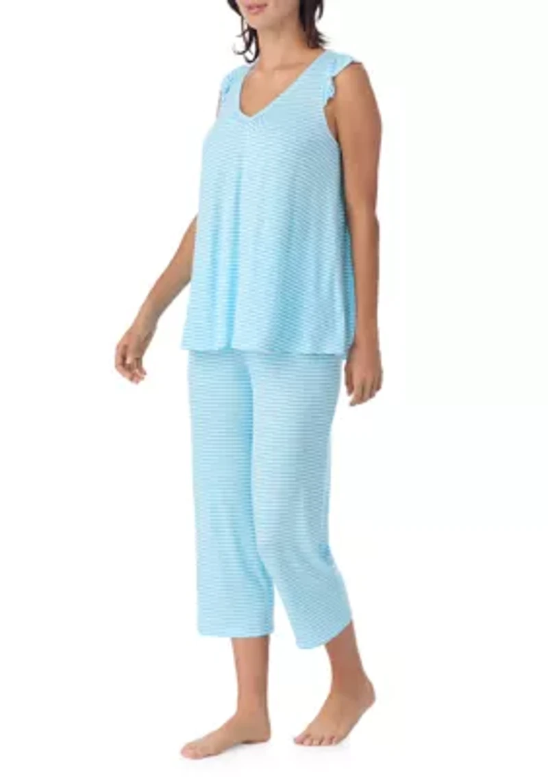 Women's Short Sleeve Top and Cropped Pants Set