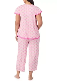 Women's Short Sleeve Top and Cropped Pants Set