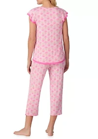 Women's Short Sleeve Top and Cropped Pant Set