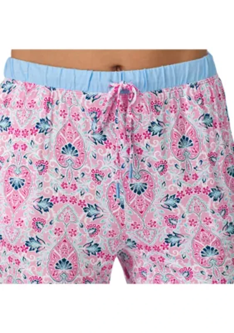 Solid Bermuda Pajama T-Shirt and PrintedShorts Set