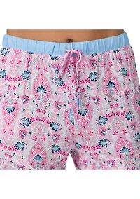 Solid Bermuda Pajama T-Shirt and PrintedShorts Set