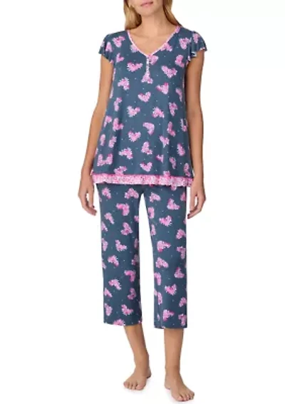 Women's Short Sleeve Cropped Pajama Set