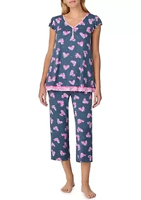 Women's Short Sleeve Cropped Pajama Set