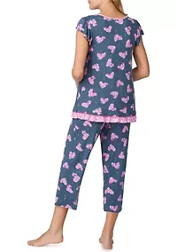 Women's Short Sleeve Cropped Pajama Set